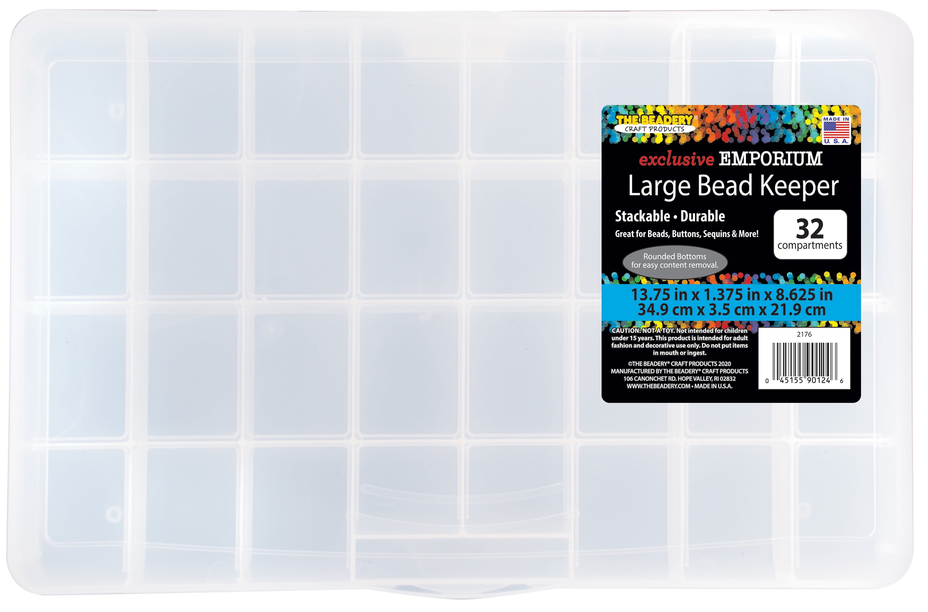 (5 pack) The Beadery - 32 Comp Large Bead Keeper Box - Clear Plastic - 2176