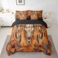 thumbnail image 2 of Homewish Bohemain Boho Tribal 7pcs Bedding Comforter Set,Rustic Bull Skull Queen Bedding Sets,Country Floral Flower Queen Sheet Sets For Kids Boys,Luxury Bedroom Decor Reversible, 2 of 8