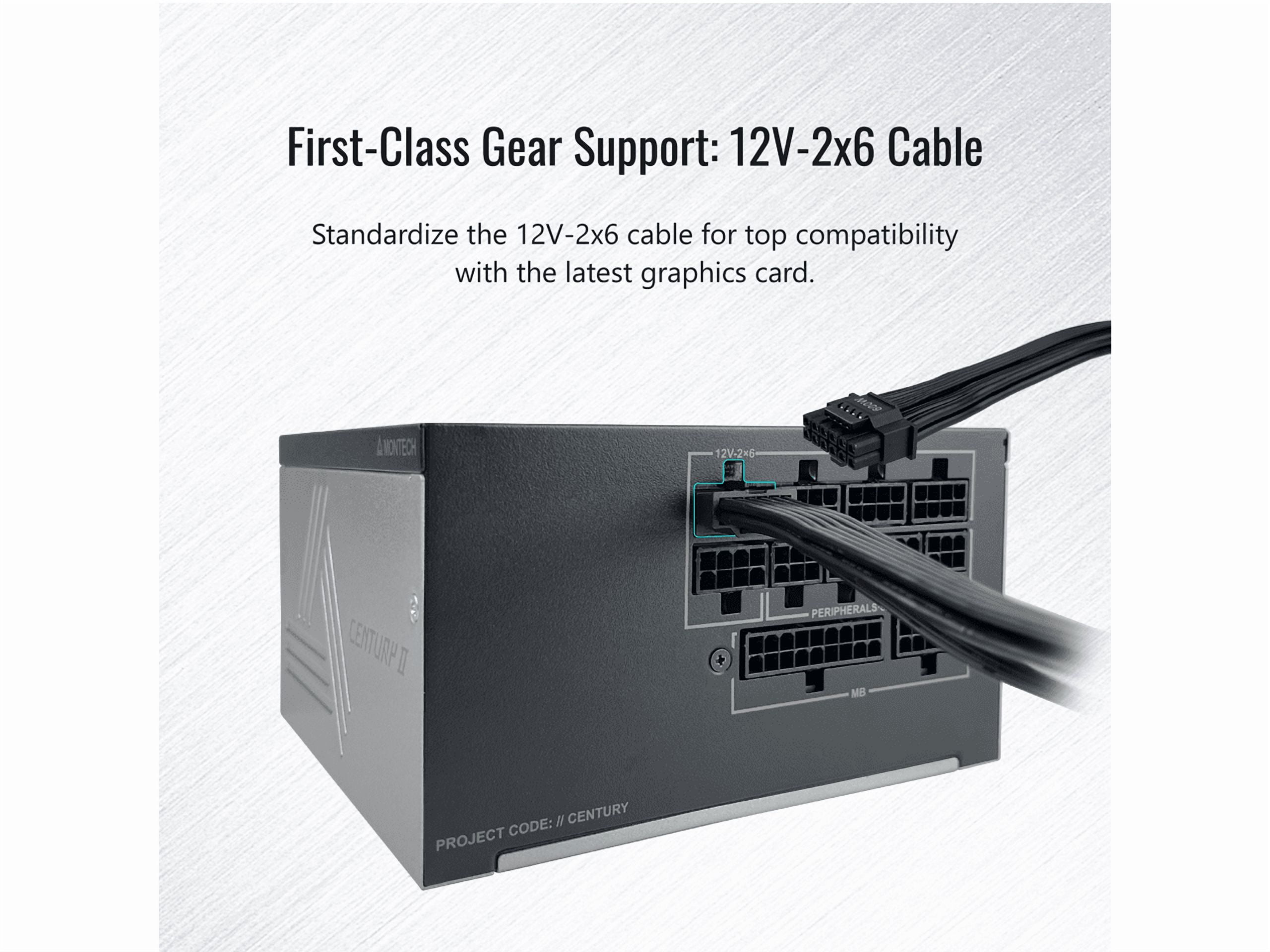MONTECH CENTURY II - 850W High-End ATX Gaming Power Supply - 80 Plus Gold & Cybenetics Platinum - Fully Modular -  ATX 3.1 & PCIe 5.1 Ready with 12V-2x6 Cable - 10 Years Warranty