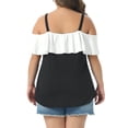 thumbnail image 3 of Agnes Orinda Women's Plus Size Tops V Neck Off Shoulder Ruffle Short Sleeve Bow Blouses Summer Tee Top 2X Black, 3 of 6