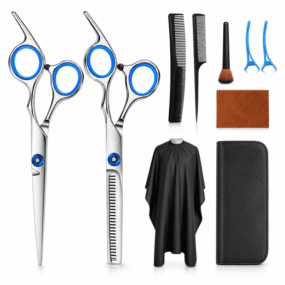 Hair Cutting Scissors Kits,10 Pcs Stainless Steel Hairdressing Shears Set Professional Thinning Scissors For Barber/Salon/Home/Men/Women/Kids/Adults Shear Sets
