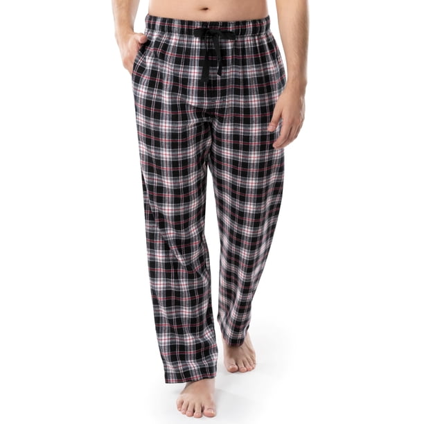 Pantalón de pijama Fruit of the Loom de franela tejida con hilo para hombre, negro