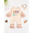 thumbnail image 2 of aturustex Toddler Girls Easter Jumpsuits 0 3M 6M 12M 18M Infant Baby Ruffled Long Sleeve Rompers Bunny/Letter Embroidery Bodysuits Pants Crewneck Jumply Spring Fall Clothes for Holiday Party, 2 of 6