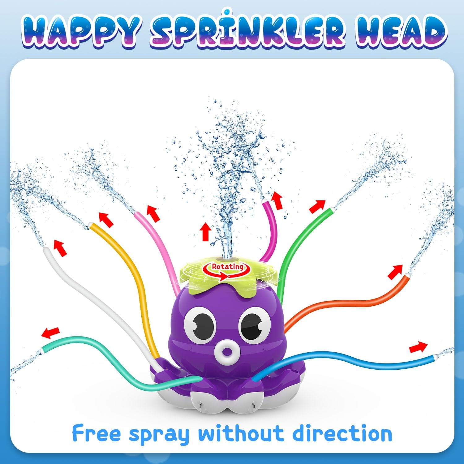 Outdoor Water Spray Sprinkler for Kids and Toddlers Summer Outside Toys Backyard Games with 8 Wiggle Tubes Attaches to Garden Hose Splashing Fun 3 4 5 6 7 Year Old Boys Girls Gifts