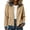 Khaki, variant on Ribbed Knit Jacket for Women Collared Denim Contrast Zip Up Jacket Spliced Jean Trim Long Sleeve Casual Cardigan White M