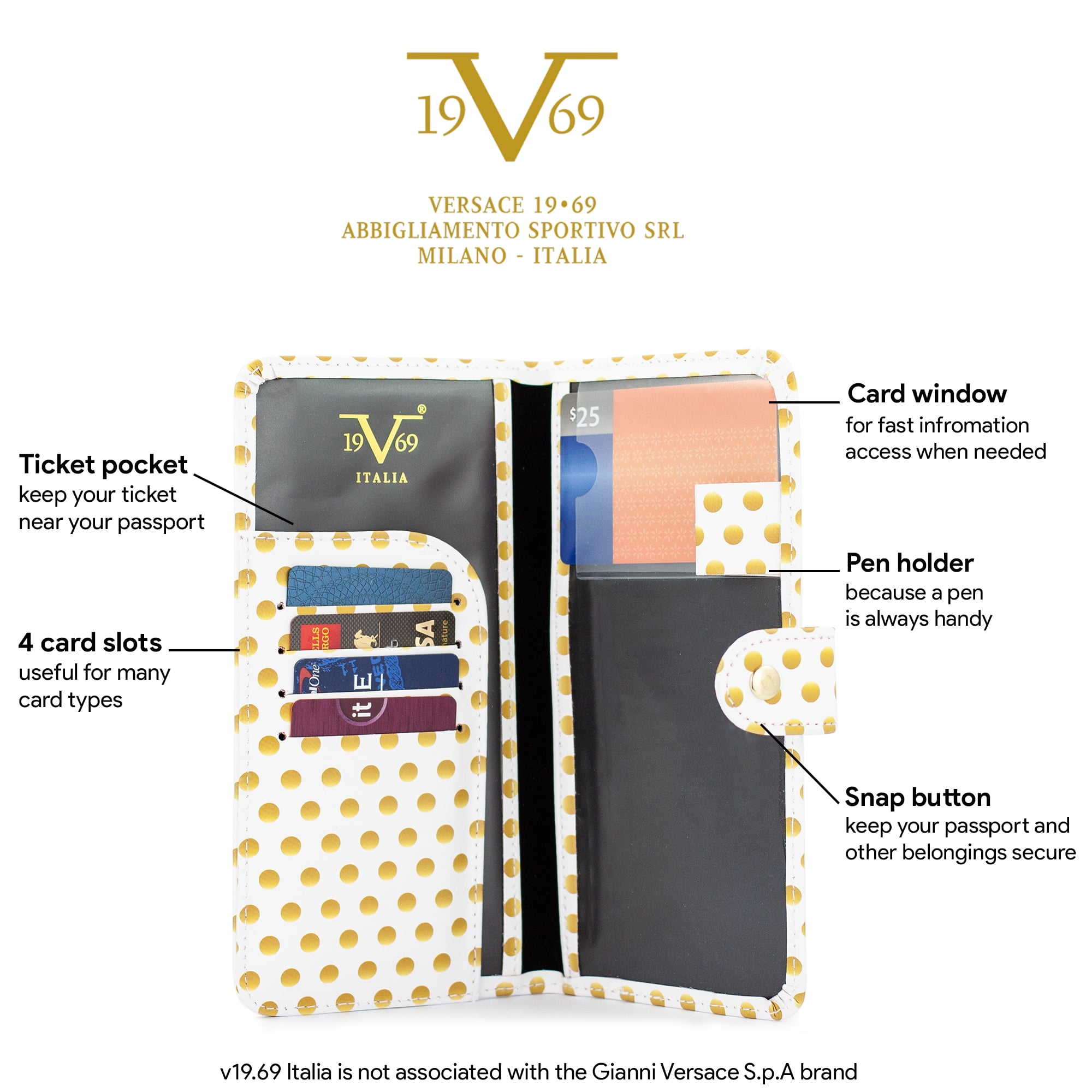 RFID Passport Cover - Sturdy, Slim and Made from PU Leather (Golden Polka)
