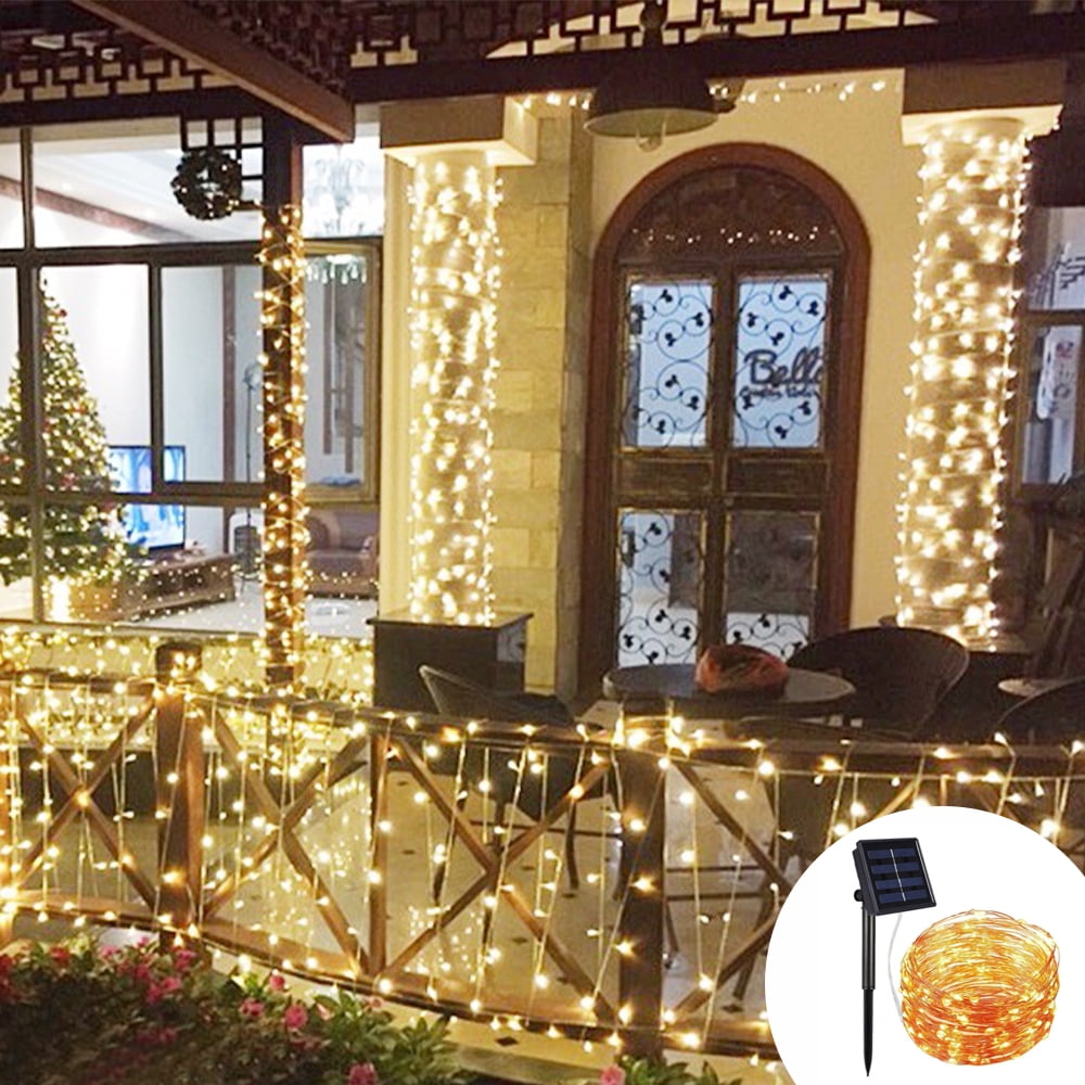 66FT 200Leds Solar String Lights Outdoor Fairy Lights Copper Wire Light