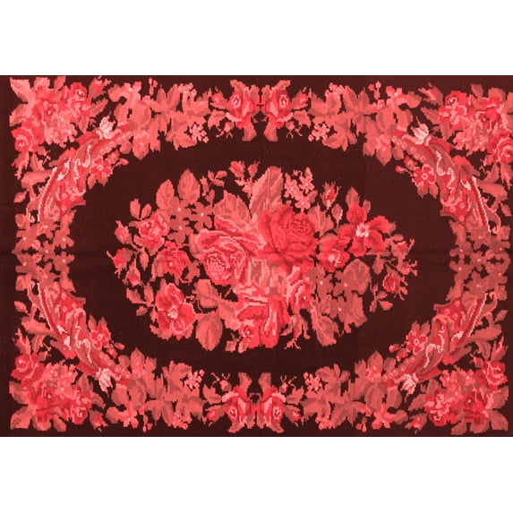 Ahgly Company Indoor Rectangle Medallion Red French Area Rugs, 2' x 5'