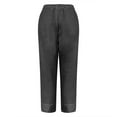 thumbnail image 5 of Lenpel Capri Pants for Women Cotton Linen Elastic Waist Side Split Straight Leg Cropped Pants Casual Beach Trousers with Pockets, 5 of 5