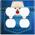 thumbnail image 3 of Metal Light Switch Plate Cover Cute Pomeranian Puppy Dog Pocket DOG003, 3 of 13