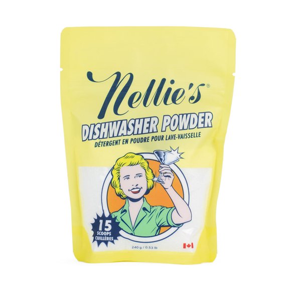 Nellie's Dishwasher Powder, 15 Loads, 240g, Unscented Dishwasher Detergent, Try-it Size!