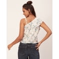 thumbnail image 4 of Moomaya Printed One Shoulder Ruffled Tops, Sleeveless Casual Summer Crop Top, 4 of 9