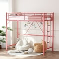 thumbnail image 2 of Zimtown Upgrated Twin Loft Bed with Ladder Metal Bunk Bed with Flat Step Ladder, Pink, 2 of 9