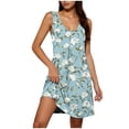 thumbnail image 3 of Summer Dresses for Womens 2025 Plus Size Fashion Sexy Fragmented Flower Tie Waist Wrapped Short Sleeved V-neck Dress, 3 of 8