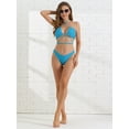 thumbnail image 5 of DARING DIVA Women's Halter Bikini Sets Double Lace Up Tie Back Medium Blue, 5 of 6