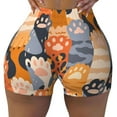 thumbnail image 2 of Picia Cute Cat Paw Printed Workout Shorts for Women Seamless Scrunch Butt Lifting High Waisted Yoga Gym Booty Running Moisture-wicking Short Pants-, 2 of 9