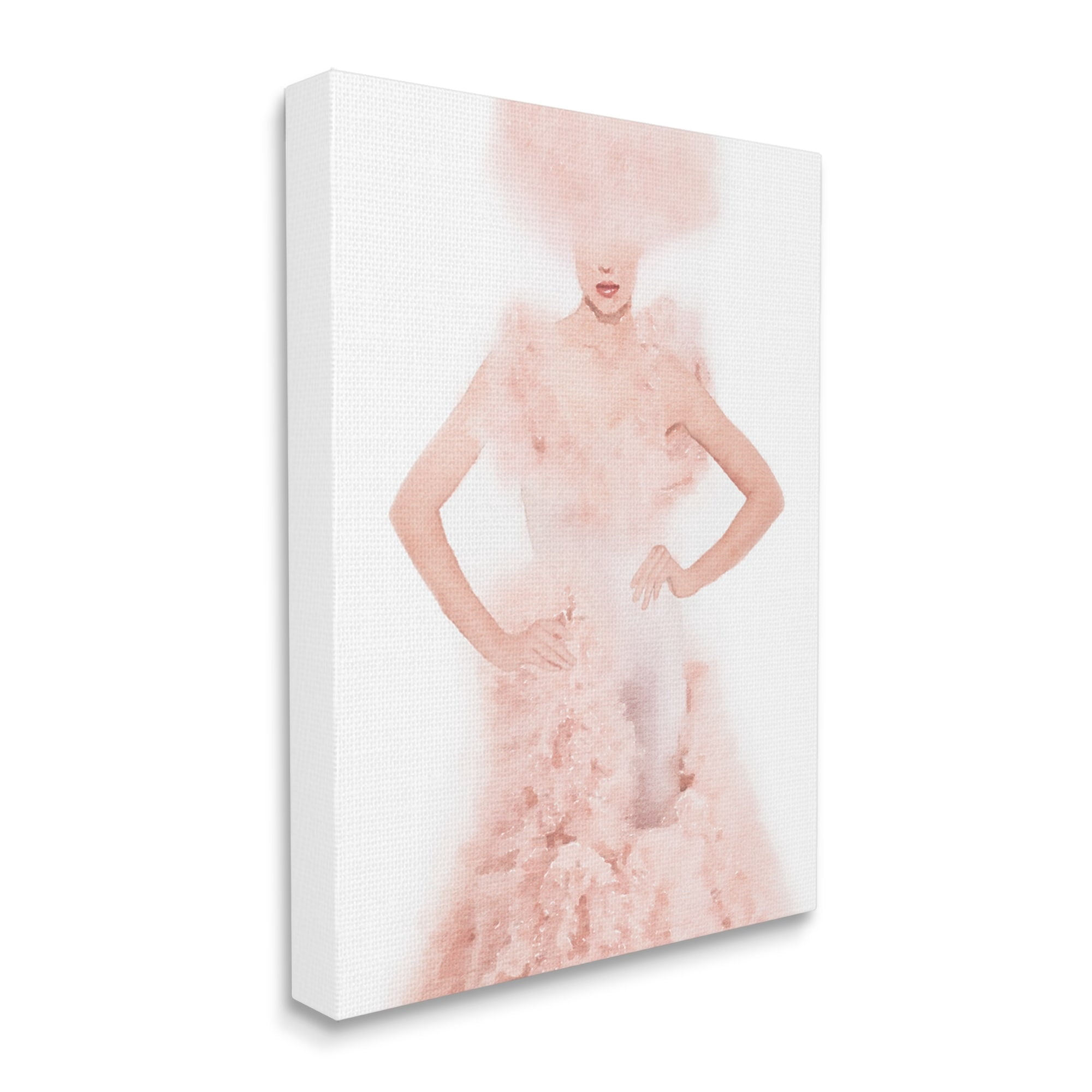 Stupell Pink Fluffy Fashion Gown Beauty & Fashion Painting Gallery Wrapped Canvas Print Wall Art