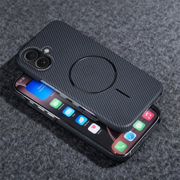 Carbon Fiber Texture Case for iPhone 16, Compatible with MagSafe, Magnetic Fashion Slim Thin Shockproof Military-Grade Drop Protection Women Men Case Cover for iPhone 16, Black