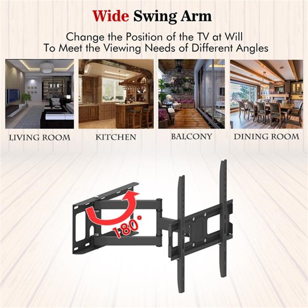 Full Motion TV Wall Mount Corner Bracket, VESA 400 x 400 Compatible, Extending Arm Articulating, Swivel, Tilt Fits 32-60 Inch TVs, 77 Lbs Capacity Black