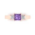 thumbnail image 2 of 1.11 ct Brilliant Princess Cut Alexandrite 14k Rose Gold Three-Stone Bridal Wedding Engagement Promise Anniversary Ring for Women size 10, 2 of 7