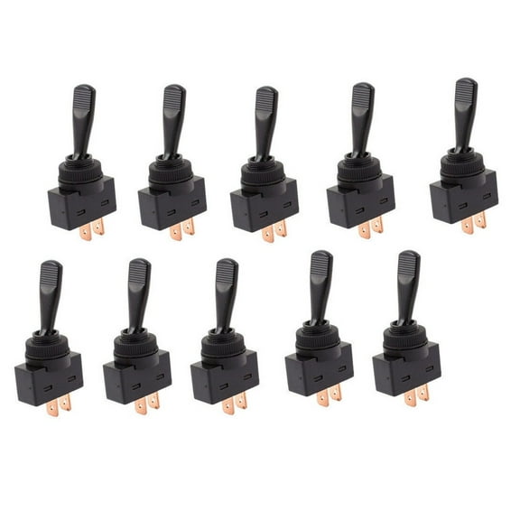 10x Black ON/OFF Toggle Flip Switch DC 20A/12V Car/Truck/Boat 1/2" Universal