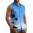 thumbnail image 5 of Erwazi Men's Hawaii Printed Lapel Button Down Vest Sleeveless Collared Beach Casual Summer Top with Chest Pocket, 5 of 6