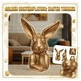 thumbnail image 2 of Gold Resin Easter Bunny Table Decor Thinking Rabbit Figurine Spring Home Centerpiece Statue for Shelf Mantel Living Room Entryway gold bunny figurine, 2 of 6
