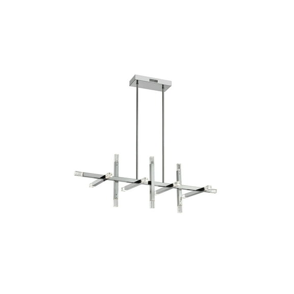 Retro Chrome Chandelier - 64W Horiz Light Fixture with Acrylic Diffuser