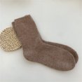 thumbnail image 1 of Calcetines de lana de conejo para mujer, gruesos, cálidos, de invierno, de color sólido, combinables, de media caña, apilados, para mujer, 1 of 6