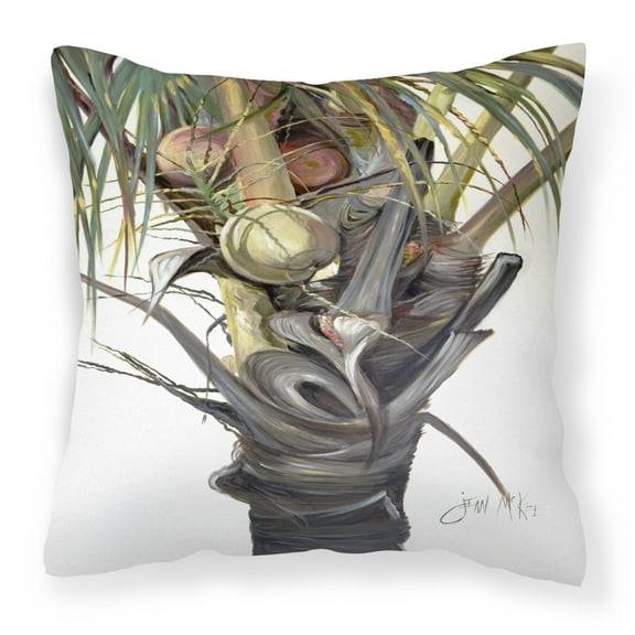 Carolines Treasures JMK1279PW1414 Coconut Tree Top Canvas Fabric Decorative Pillow 14Hx14W multicolor