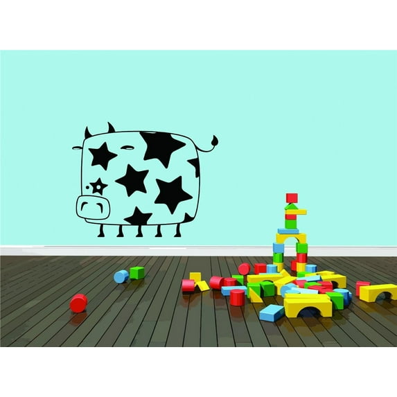 Wall Decal Cow Farm Chicken Cow Horse Farmer Ranch Egg Fox Hen House Pig Sheep Holiday Gift Decorating Ideas Sticker - Size: 38 Inches X 38 Inches
