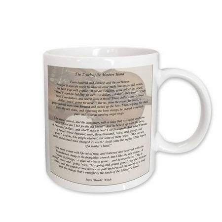 Hand Painted Ceramic Mug - 3dRose The Touch of the Masters Hand. Inspirational poem penned by Myra Brooks Welch. Violin background. , Ceramic Mug, 11-ounce