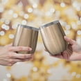 thumbnail image 2 of 12oz Insulated Wine Tumbler with Lid & Straw, Stainless Steel Egg Shape Cup, Wood Print, 2 of 5