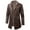 Brown, variant on Men's Solid Color Button Pocket Work Wear Jacket with Plus Velvet Leather, Long Casual Coat for Winter Outdoor Adventures, Work, and Holiday Gatherings,Red,2XL