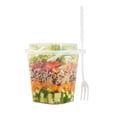 thumbnail image 2 of Asporto 17 oz Clear Plastic Salad To Go Cup - with Clear Lid and Fork - 3 1/2" x 3 1/2" x 4" - 100 count box, 2 of 10