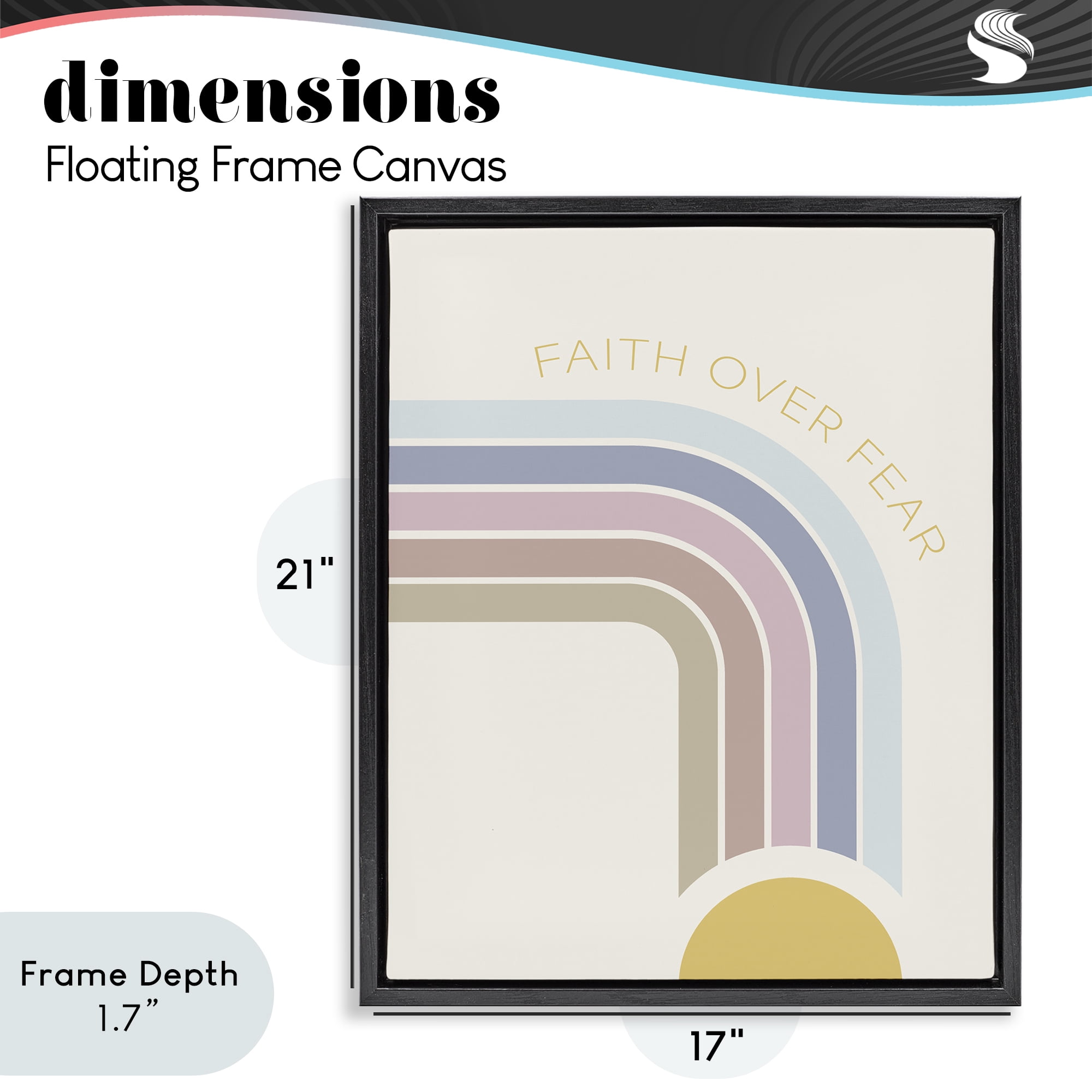 Stupell Industries Faith Over Fear Rainbow Black Framed Floater Canvas Wall Art, design by SD Graphics Studio