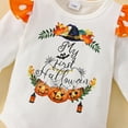thumbnail image 5 of GYRATEDREAM 3Pcs Newborn Infant Girls Halloween Clothes Set Baby Long Sleeve Pumpkin Print Rompers Top + Trouser Pants + Headband Outfits for 0-12 Months, 5 of 8