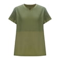 thumbnail image 5 of MIUOWANP Summer Tops for Women Knited Casual V Neck Wafflely-Knit Top Short Sleeve Loose T-Shirts Army Green S, 5 of 5