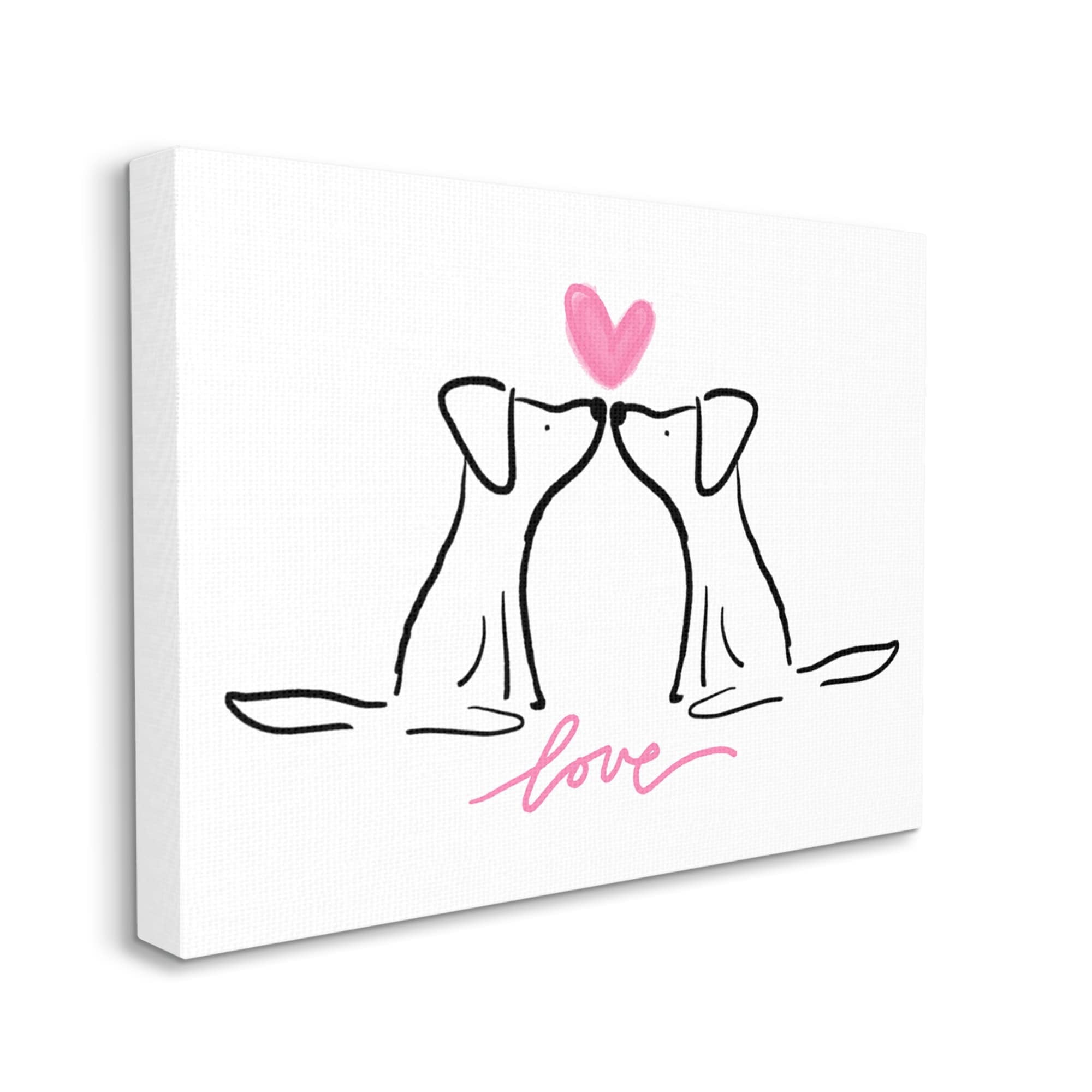 Stupell Industries Love Typography Two Dogs Kissing Line Doodle Canvas Wall Art, 30 x 24, Design by Anna Whitham