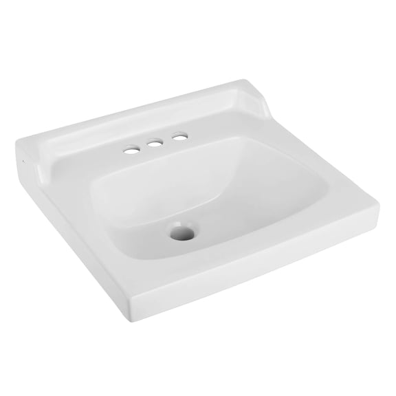 Fine Fixtures 20" x 18" Ceramic Vanity Sink Top with Raised Back – High Gloss Finish, 3-Hole Faucet Compatible