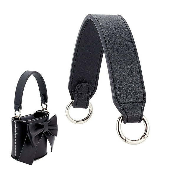 1pc Leather Purse Strap 13.1 Inch PU Leather Replacement Handbag Handle Short Shoulder Strap Clutch bag Handle with Buckle Pouchette Top Handle for Briefcase Tote bag Making Black