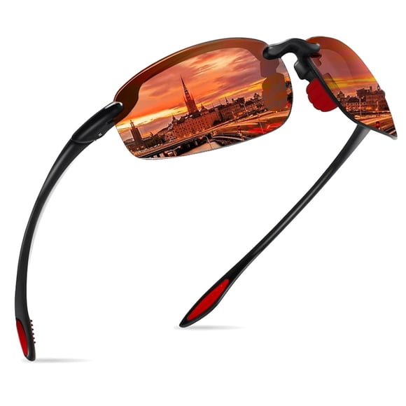 Gafas de Sol WISTON W8001 Rojas Polarizadas TR90 sin Montura para Hombre y Mujer