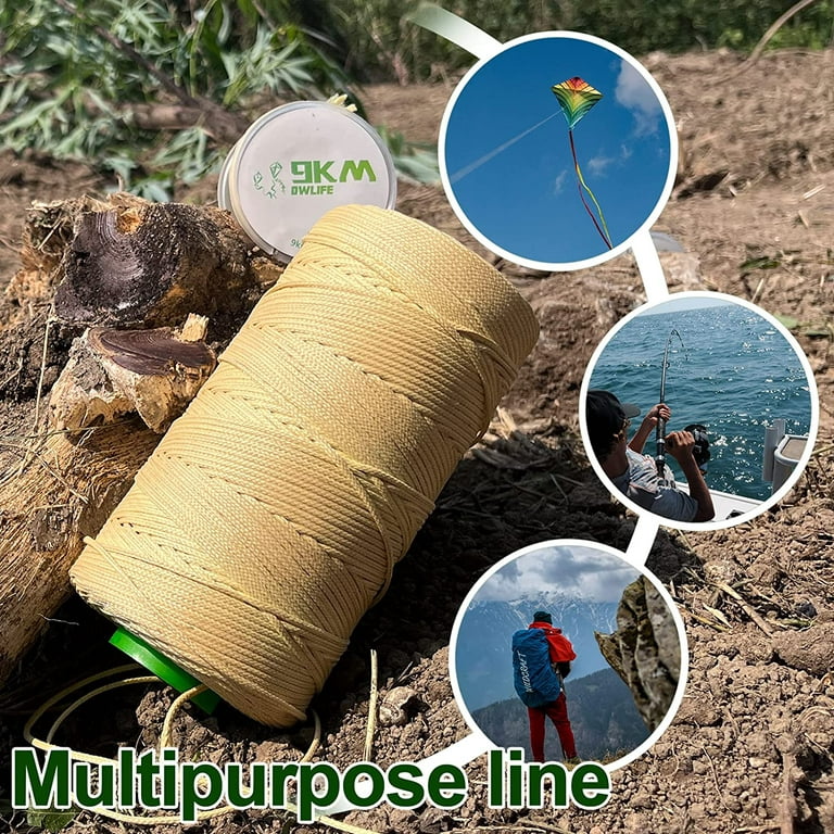 9KM DWLIFE Braided Kevlar Cord, 1500lb 3.5mm 50Ft, High Tensile Strength,  Abrasion, Flame Retardant, Kite String, Fishing Line, Model Rocket Shock,  Hammock Tarp Ridgeline, Tactical Survival Paracord 