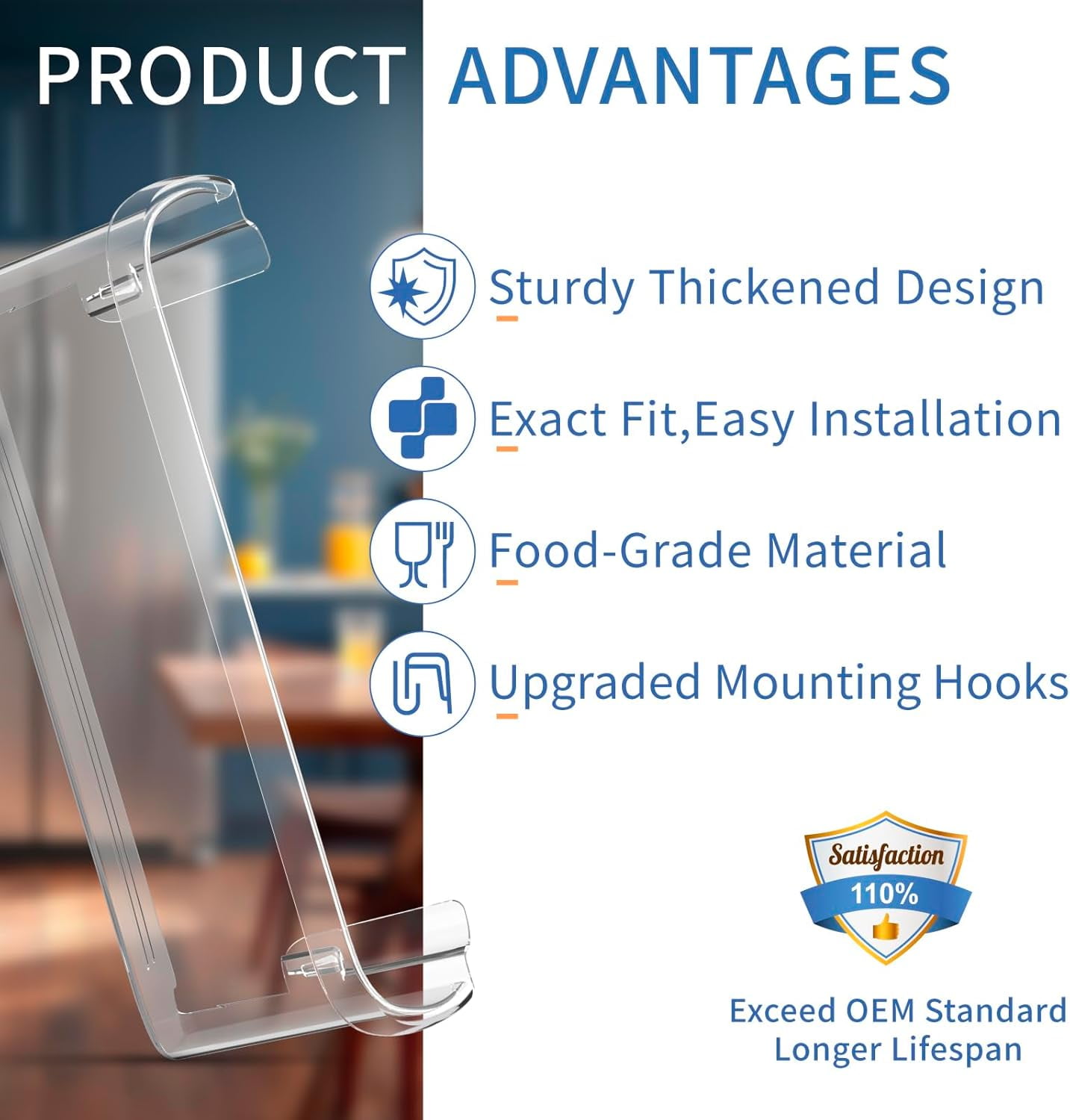 (2-Pack) UPGRADED 242126602 Refrigerator Door Shelves Bin Compatible with Frigi-daire Door Shelf Replacement LFSS2612TF FFSS2615TS FFSS2625TS Fit for Frigi-daire Refrigerator Parts 2421266 PS12364199