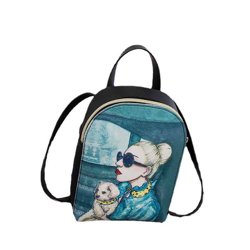 Small bag female new printed backpack shoulder Messenger bag