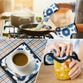 thumbnail image 4 of Blue Pioneer Flower Kitchen Oven Mitt and Pot Holder Sets 2 Pcs for Baking, Cooking and Grilling, Heat Resistant Up To 392 °F, 4 of 7