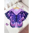 thumbnail image 6 of Girls Butterfly Swim Cover Up Cute Swimsuit Poncho Rash Guard Coverups (Dark Purple 2-3 Years), 6 of 7