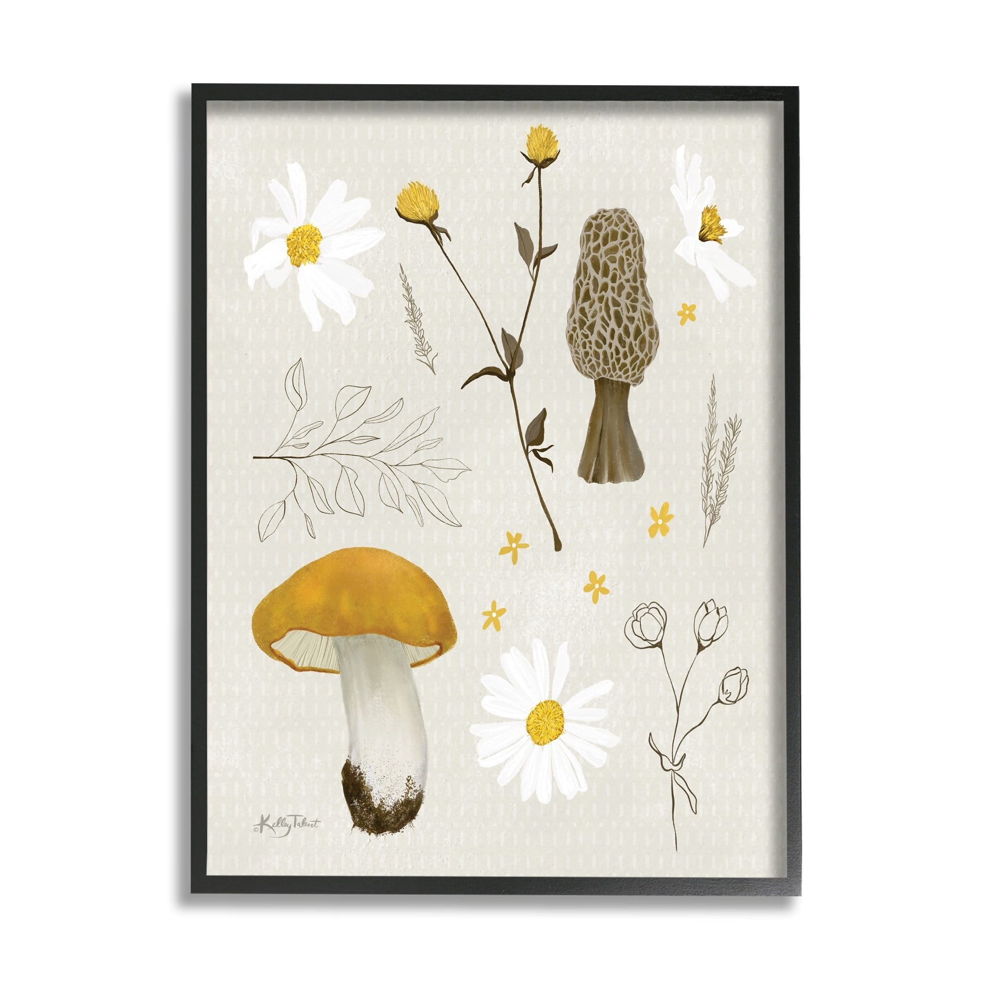 Stupell Industries Autumn Foliage Assortment Wild Mushrooms Flowers Plants,24 x 30, Design by Kelley Talent
