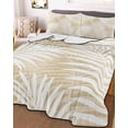 thumbnail image 3 of Quilts Twin Size Bedding Set, Beige Palm Leaf Lightweight Quilted Comforter, Summer Coastal Botanical Tropical Soft Reversible Bedspread Coverlet with Pillow Covers for All Season, 68" x 86", 3 of 7