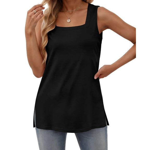 Zeagoo Womens Casual Tank Top Basic Solid Flowy Tank Tops Square Neck Sleeveless Lightweight Summer Tops
